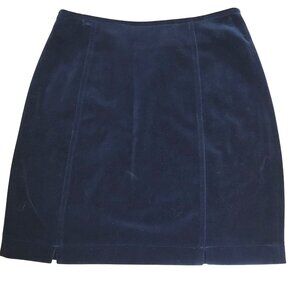 ANN TAYLOR Black Velvet A Line Mini Skirt Hem Tab Structured Side Zip Sz 4